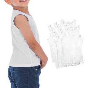 Candyland Boy's White Sleeveless Tank Top: Super Soft and Comfortable 100% Cotton Undershirt 6 Pack by Keychain