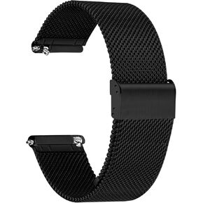 Mesh Watch Band Metal - Black Quick Release Watch Bands for Men Women - Stainless Steel Smart Watches Strap Bracelet Replacement - 18mm 20mm 22mm
