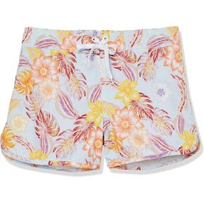 Girls' Boho Tropical Sustainable Boardshorts (Little Big Kids), Blue