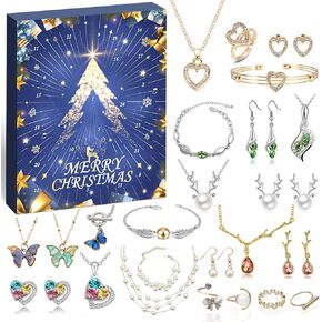 Women's Jewelry Advent Calendar 2024 Christmas, Fashion Bracelet Necklace Ring Earrings, 12 Days Countdown Holiday, Christmas Surprise Gift for Wife, Daughter, Mom, Adult (12 Days)
