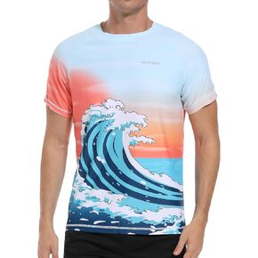 VAYAGER Mens Swim Shirts UPF 50+ Rash Guard for Men Quick Dry T Shirts Loose Fit Water Surfing Shirts