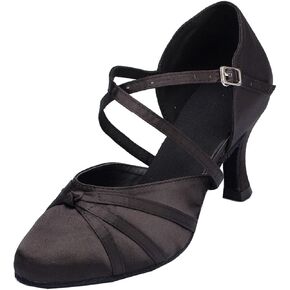 Minishion Women's Closed Toe Dance Heels Comfortable Ballroom Dancing Pumps