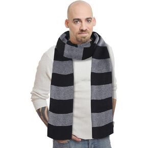 Scarf for Men,Black and Gray Striped Mens Scarf Winter Halloween Costume Accessories for Men