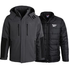 Reebok Men's Winter Coat –Softshell Jacket with Removable Puffer Coat – System Ski Jacket for Men (M-XXL)