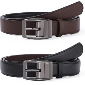 Kajeer Reversible Womens Belts for Jeans, Black Ladies Belt with Rotating Pin Buckle