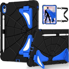 WESOROL iPad 10th Generation Case 2022, Kids Friendly iPad 10.9 Case with Kickstand Shoulder Strap Pencil Holder, Heavy Duty Protective Case for iPad 10th Generation 2022 Release, Red Black
