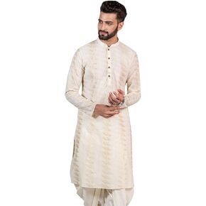 Men Geometric Embellished Kurta Full Sleaves, Knee Length, Straight, Regular Fit, Mandarin Collar Ethnic wear