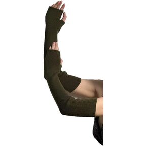 Women's Cold Weather Arm Warmers Fingerless Long Fashion Sleeves Knit Thumbhole Stretchy Gloves