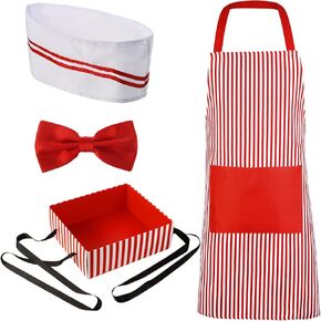 SATINIOR 4 Pcs Waiter Costume Kit Kids Hot Dog Waiter Costume Movie Night Costume for Halloween Carnival Party
