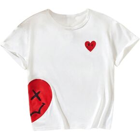SweatyRocks Girl's Graphic T Shirts Crewneck Short Sleeve Casual Tee Top