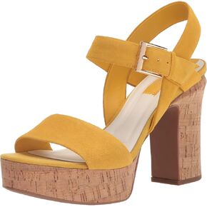 Franco Sarto Women's Scarlett Platform Sandal Heeled, Sunset Yellow Suede, 6