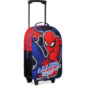 Marvel Kids Suitcase for Boys Foldable Trolley Hand Luggage Bag Carry On Avengers Travel Bag with Wheels Cabin Bag Wheeled Bag with Handle Spiderman Trolley Suitcase Boys (Multicolor Spiderman)