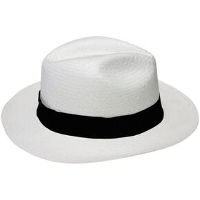 Panama Hat, Natural Straw, Handmade, Straw Fedora Beach Hat Fine Braid UPF50+ for Unisex