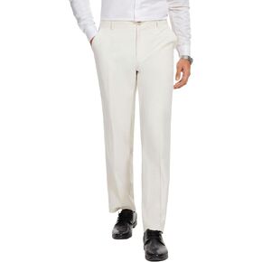 Tapata Men's Linen Dress Pants Straight Leg Drawstring Elastic Waist Regular Fit Trousers for Work Business