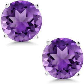 Gem Stone King 14K White Gold Blue Tanzanite Stud Earrings with Comfort Back For Women (0.92 Cttw, Gemstone Birthstone, Round 5MM)