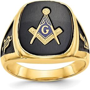 Diamond2Deal 14k Yellow Gold Masonic Ring for Men