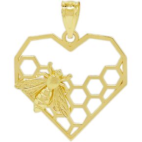 Gold Honeybee Honeycomb Charm - 10 Karat Solid Gold