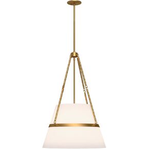 Alora Mood PD546719AGWL Oliver Pendant, Aged Gold/White Linen