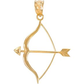 10K or 14K Yellow Gold Polished Bow and Arrow Charm Pendant - Choice of Metal Color