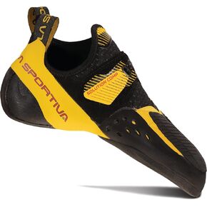 La Sportiva Mens Solution Comp Rock Climbing Shoes, Black/Yellow, 8