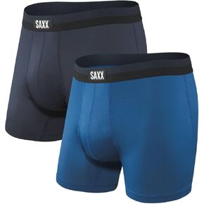 SAXX Underwear Men's Boxer Briefs – SPORT MESH Men’s Underwear – Boxer Briefs with Built-In BallPark Pouch Support – Workout Boxer Briefs, Pack of 2, Navy/City Blue, XX-Large