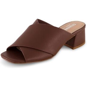 CUSHIONAIRE Garland cross band block heel sandal +Memory Foam, Wide Widths Available, Whiskey 8 W