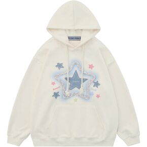 Aelfric Eden Mens Graphic Vintage Denim Star Applique Embroidery Hoodie Oversize Hooded Unisex Streetwear Hoodies