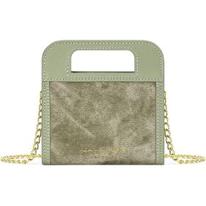 محفظة دينم للنساء، محافظ صغيرة ثنائية الطي تحجب RFID مع جيب بسحاب، مقبض وسلسلة كتف للنساء والفتيات (أخضر) in Kuwait