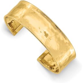 Diamond2Deal 14k Yellow Gold Lightly Hammered Cuff Bangle 19mm