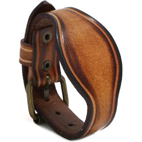 Punk Rock Retro Faux Leather Wristband Adjustable Belt Buckle Arm Cuff Bracelet