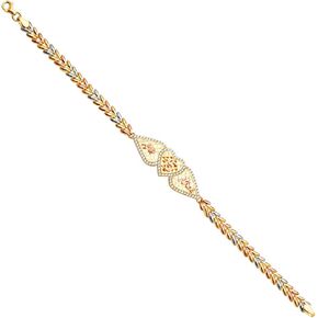 The World Jewelry Center 14k REAL Tri Color Gold 15 Years ID Bracelet - 7.5"