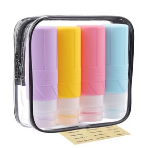 FADVAN Travel Bottles for Toiletries, 3oz Tsa Approved Travel Size Containers, BPA Free Leak Proof Silicone Travel Bottles, Refillable Travel Accessories Easy to Squeeze and Clean (Macaron)