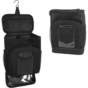 Shower Caddy Tote Bag, Travel Toiletry Bag, Hanging Travel Toiletry Bag with Phone Pocket, Travel Essentials Bag for Women Wen, Oxford Fabric Portable Mesh Shower Caddy for Travel Accessories (Black)