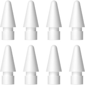 nimin Replacement Tips for Apple Pencil 2nd Gen & 1st Gen- [8 Pack] Apple Pencil Spare No Wear Out Fine Point Precise Control Apple Pen Tip, Plastic Tips + Metal Tips