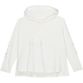 adidas Girls' Little Long Sleeve Hooded Graphic Tee, Black with Multicolor, 6 in Kuwait