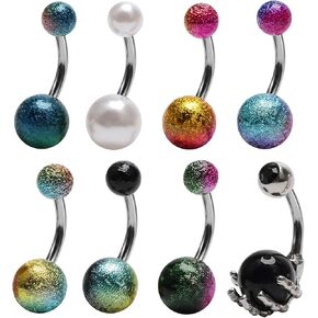 CrazyPiercing Colorful Belly Button Ring Retainer (8 PCS)
