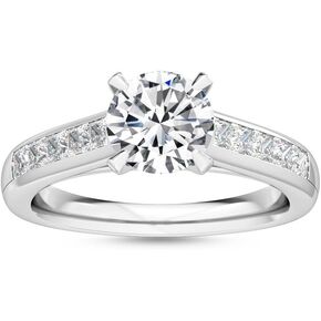 1-5 Carat (ctw) White Gold Round,Princess Cut LAB GROWN Diamond Channel Set Engagement Ring (Color H-I Clarity VS1-VS2)