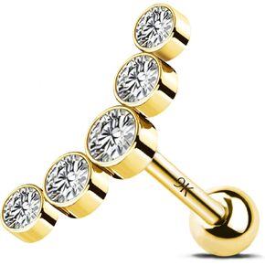 MeIighting 14K Gold Helix Earrings 16G Clear CZ Cartilage Earrings Tragus Piercing Earrings Stud Earring Body Piercing Jewelry