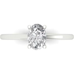 Clara Pucci 1.0 ct Oval Cut Solitaire Moissanite Gem 4-Prong Engagement Wedding Bridal Promise Anniversary Ring 18K White Gold for Women
