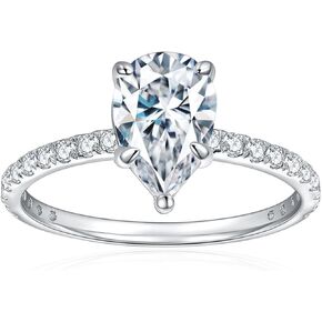 2 Carat D Color VVS1 Drop Shape Cut Diamond Engagement Ring - Set in 18K White Gold, Elegant Anniversary Promise for Women