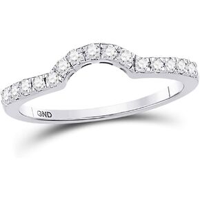 14kt White Gold Womens Round Diamond Curved Wedding Band Ring 1/4 Cttw (I1-I2 clarity; H-I color)