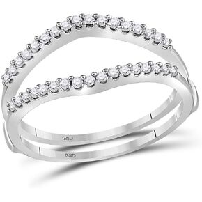 14kt White Gold Womens Round Diamond Ring Guard Wrap Enhancer Wedding Band 1/4 Cttw (I1-I2 clarity; H-I color)
