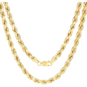 Nuragold 10k الذهب الأصفر 7mm الصلبة حبل سلسلة قطع الماس قلادة، مجوهرات رجالي 20 "22" 24 "26" 28 "30"