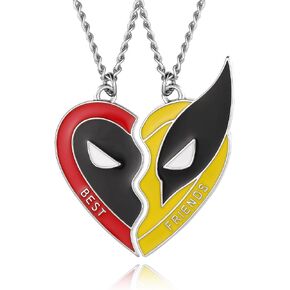 ملكة جمال الوردي D & W مطابقة قلادة أفضل صديق قلادة للرجال النساء، BFF القلائد الصداقة لمدة 2 نصف القلب معلقة أنماط الكرتون مجوهرات للأصدقاء الأزواج المشجعين الهدايا in Kuwait