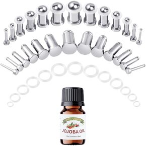 20-26Pcs Ear Stretching Kit 1-7mm/7.5-12mm Plugs for Ears Gauges with O-Rings Stainless Steel Gauge Stretching Kit with Aftercare Jojoba Oil Ear Expander Body Piercing Jewelry for Women Men