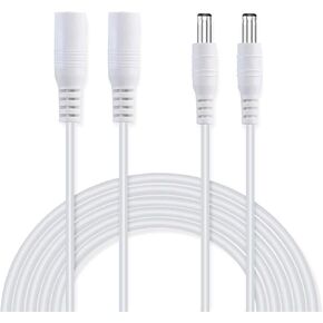 Cable Nahao 2 Pack Power Extension Cable 12ft 2.1mm x 5.5mm Compatible with DC 5V 12V 24V for CCTV Security Camera IP Camera Standalone DVR, LED Strip String Light-Male to Female (White)