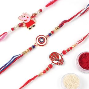 3 Pcs Rakhi for Brother Raksha Bandhan Fancy Rakhi for Bhaiya/Bhabi/Sibling Rakhi for Little Brother & Boys Raksha Bandhan Gift for Your Brother
