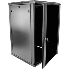 NavePoint 6U Server Rack Enclosure - 17.7" Deep, 6U Wall Mount Network Cabinet with Locking Glass Door for 19" IT Equipment, 6U Network Rack with 2 Fans, Removable Side Panels, Black
