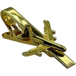 GOLD AIRPLANE 747 Tie Bar Pilot Tie Clip Airlines Plane Flying Pilot 50mm 3D Craft