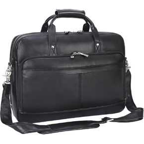 Leather Briefcase for Men 17 Inch Laptop Crossbody Shoulder Messenger Bag Attache Case for Business Travel Work Lawyer